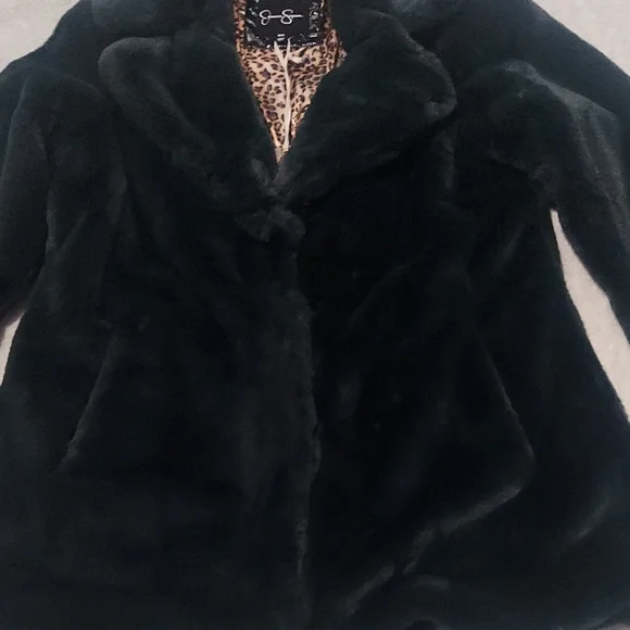 Jessica Simpson Forest Green   Faux Fur Coat - Picture 5 of 17